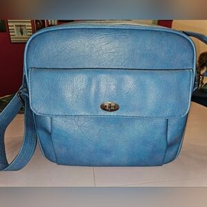Samsonite Silhouette Vintage Carry On Shoulder Strap Travel Bag Blue Denim Retro